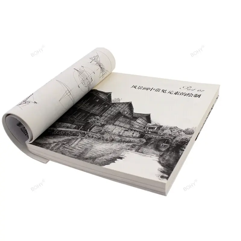 Libro de dibujo Natural, pintura de paisaje y libro Tutorial creativo, boceto blanco y negro, libro de arte de lápiz chino