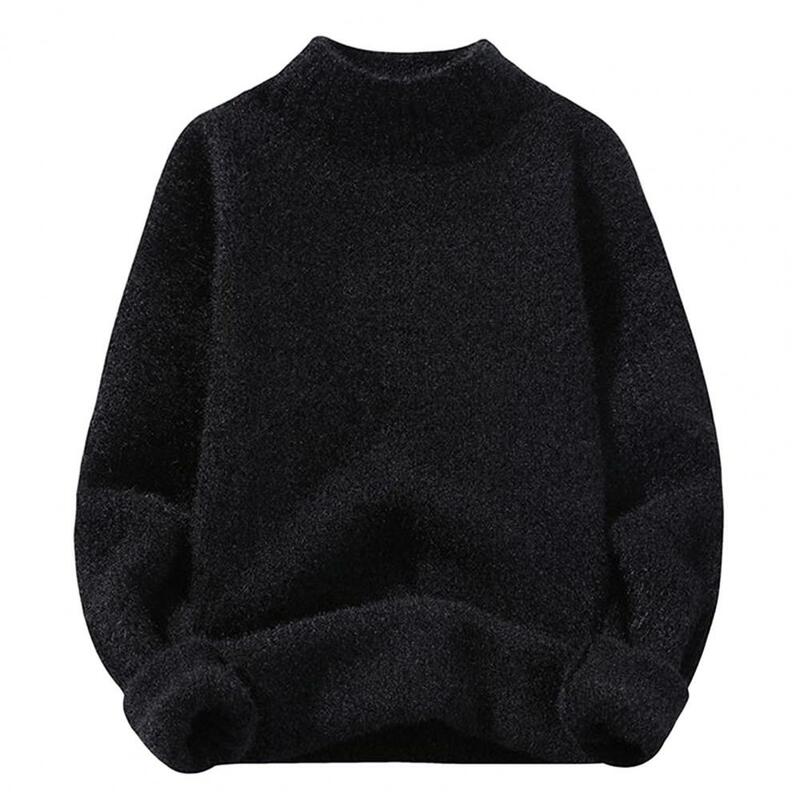 남성용 하프 터틀넥 보온 스웨터, 겨울 니트웨어 컬렉션, 단색 스웨터, 하프 하이 칼라 상의, 두꺼운 캐주얼