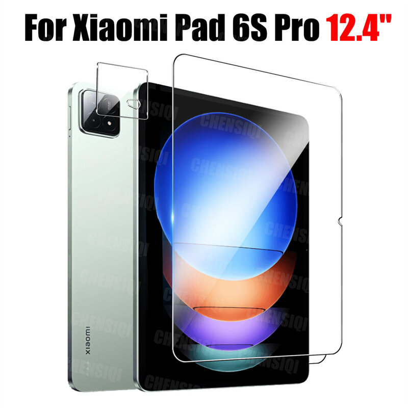 Protecteur d'écran en verre guatémaltèque pour Xiaomi Pad 6S Pro, 12.4 ", 2024 HD, dureté 9H, protecteur de caméra arrière, film en verre anti-rayures