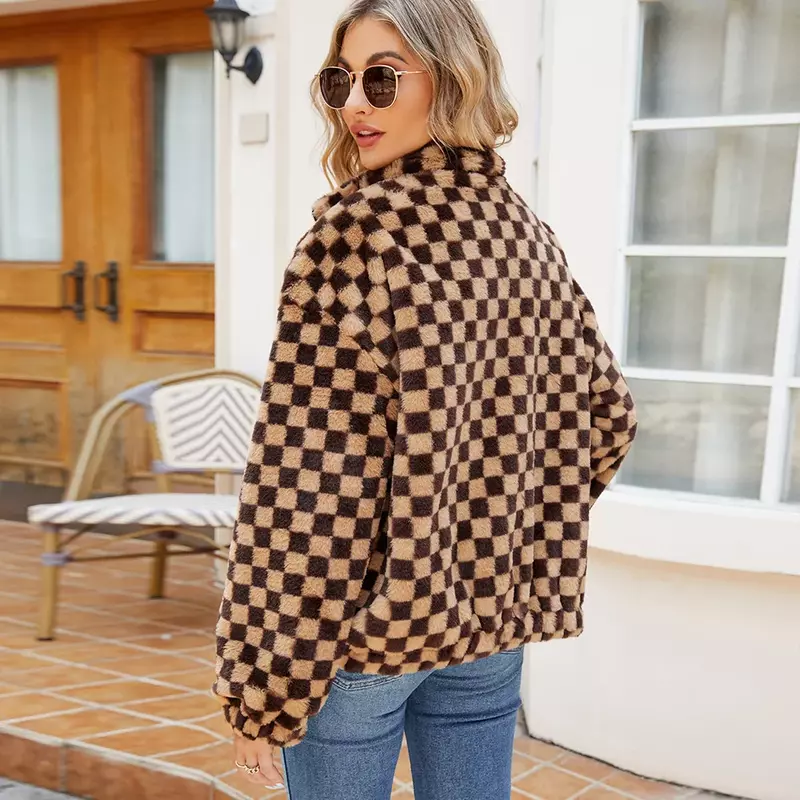 Autumn and Winter Coat Women New Imitation Fur Camel Coat Warm Wool Lapel Hair Soft Plush Jacket Women
