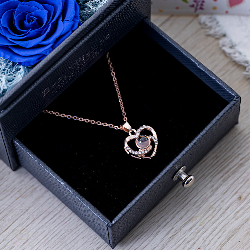 Ожерелье с медведем из розового Моха, акриловая шкатулка для ювелирных изделий, День Святого Валентина, подарок на день матери и Рождество