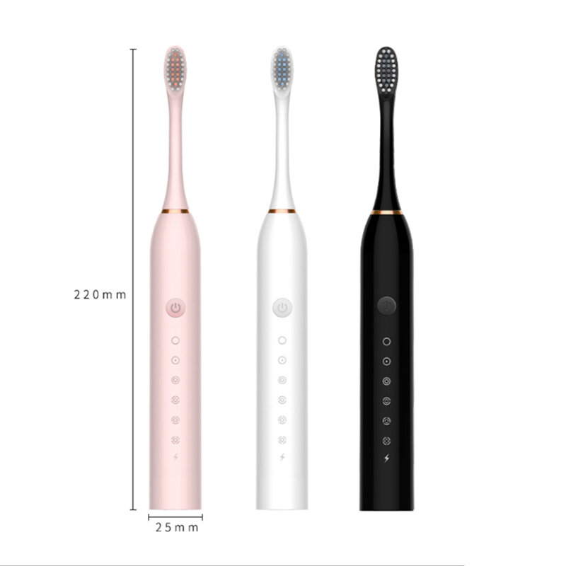 Cepillo de dientes eléctrico sónico para adulto, cepillo de dientes automático Ultra sónico, 6 modos, recargable rápido por USB, resistente al agua IPX7