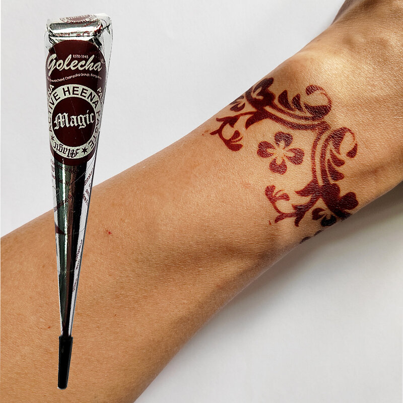 Encre de tatouage au henné Mehndi, autocollant d'art corporel, cônes de pâte, peinture Linge Mehndi, maison, fait à la main, pâte de tatouage rouge, date noire, bricolage