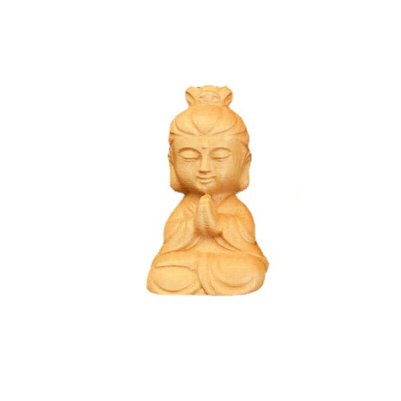 Miniature Woodcarving Home Interior Accessories Buddha Chinese Style Miniature Statue Model Buddhist Belief Crafts