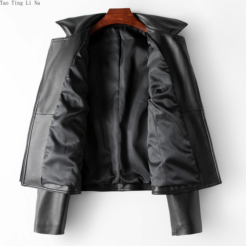 Jaket kulit domba asli untuk wanita, jaket kulit domba asli musim gugur H31 2023, jaket renda-up