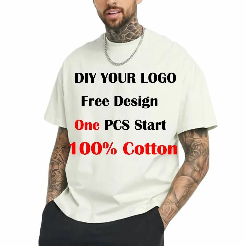 Customized Printed Leisure T Shirt Tee DIY Your Own Design Like Photo Or Logo White T-shirt Fashion Custom Men's Tops Tshirt