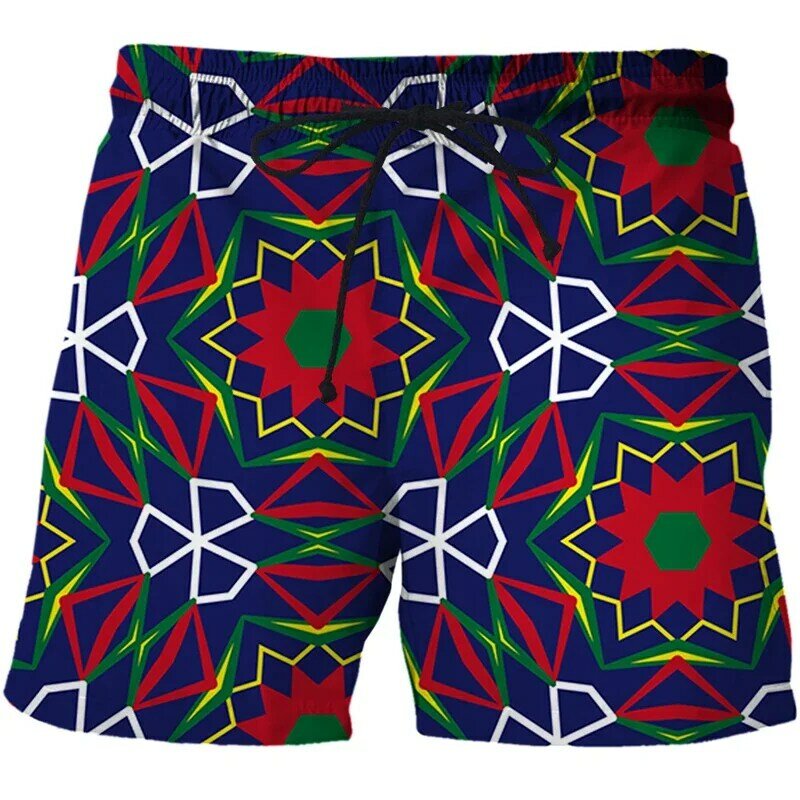 Harajuku 3D Exotic Ethnic Patterns Printed Beach Shorts Men Summer Vintage Swim Pants Fashion Streetwear TrunkCool  Board Shorts