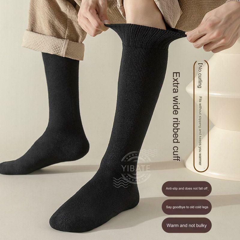3 Pair Winter Thick Warm Men's Knee High Wool Socks High Quality Merino Wool Calf Socks Harajuku Retro Cashmere Snow Socks Men