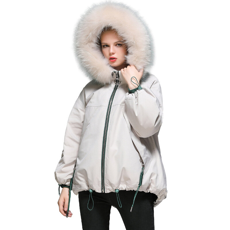 女性のための冬と秋の冬のジャケット,女性のためのファッショナブルな白い毛皮の襟,2022