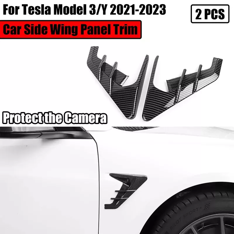 سيارة الجانب الجناح لوحة غطاء غبار ، كاميرا أجنحة ل تسلا نموذج 3 Y 2021-2023 ، تعديل الديكور ، الغبار المفسد ، 2 قطعة