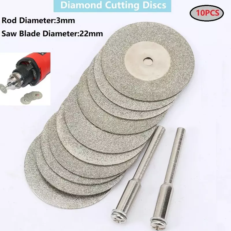 Mini disco de corte para accesorios rotores, rueda de molienda de diamante, hoja de sierra Circular rotativa, disco de diamante abrasivo, 10 piezas, 22mm
