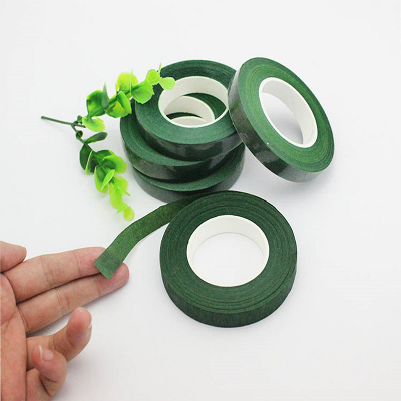 Cinta adhesiva de embalaje Floral verde oscuro ancho para tallo de ramo, cinta de floristería