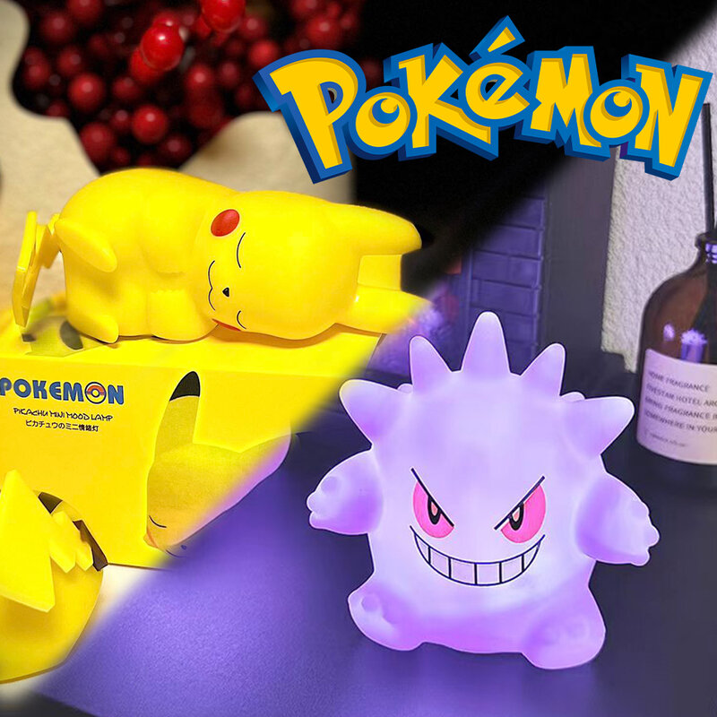 Pokemon Pikachu Gengar Night Light for Children, Glowing Toy, Cute Bedside Lamp, Presente de aniversário infantil, Natal