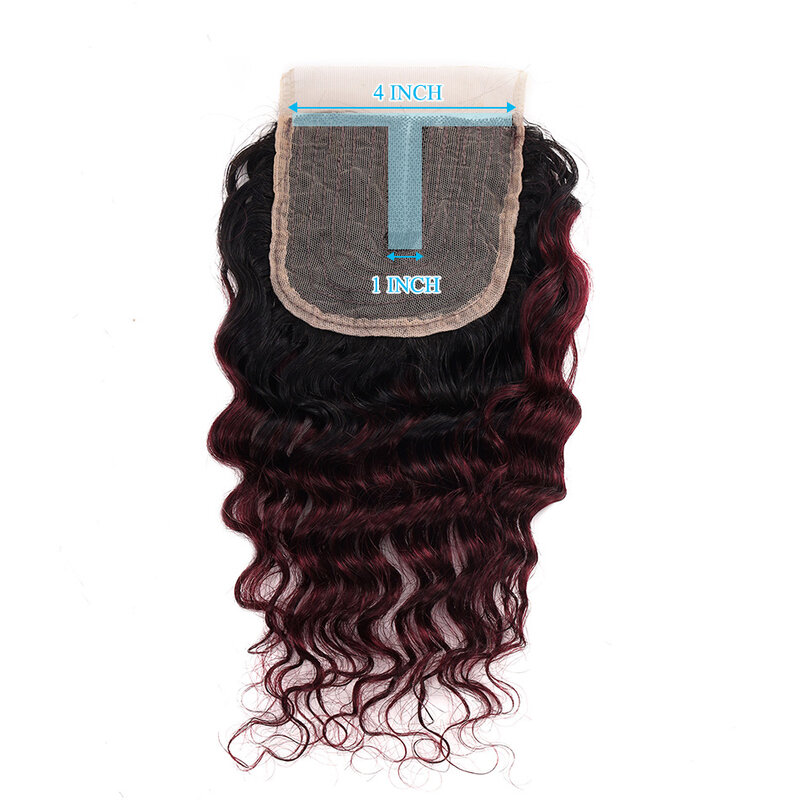Extensiones de cabello humano Remy, accesorio capilar brasileño ondulado con cierre de encaje, 4x4, #613