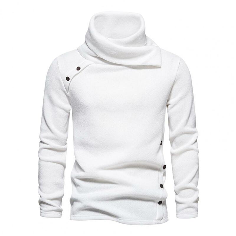 Fall Winter Men Sweatshirt Knitted High Piled Collar Sweater Neck Protection Thick Long Sleeve Pullover Elastic Warm Sweater