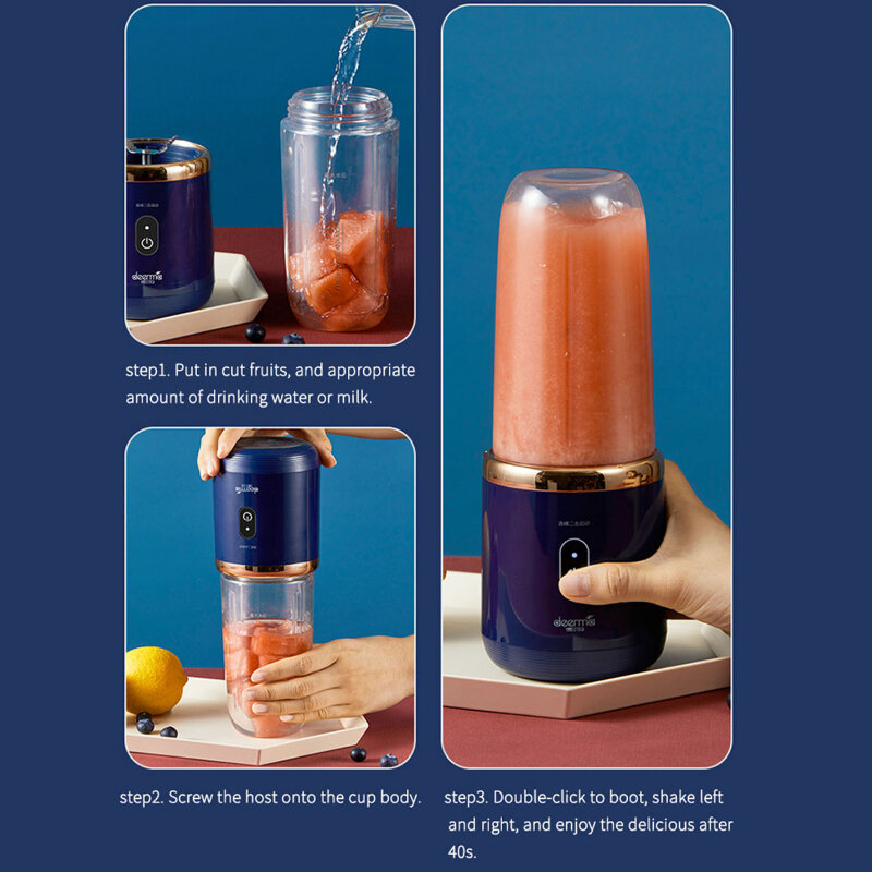 خلاطات عصير فواكه كهربائية محمولة ، شخصية صيفية ، زجاجة صغيرة ، منزلية ، USB ، عصارة 6 شفرات ، ماكينة أكواب للمطبخ
