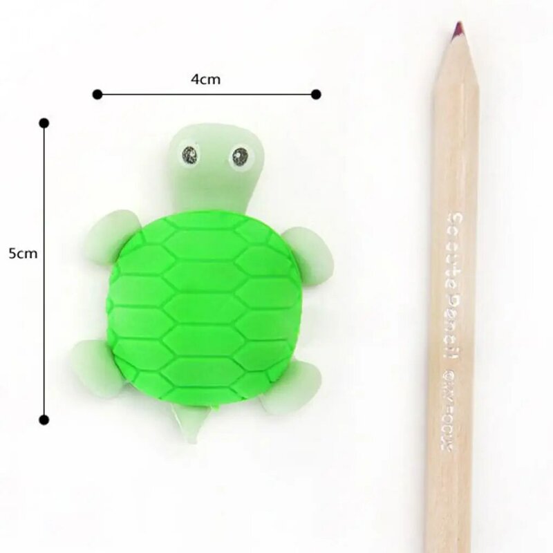Borrador de goma de lápiz de tortuga para estudiantes, goma de borrar con forma de tortuga de dibujos animados realistas, Color aleatorio para escuela y oficina