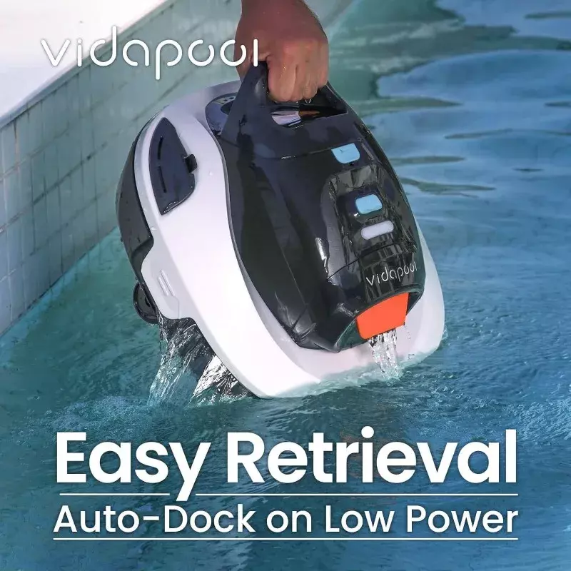 Orca-Aspirador de pó para piscina robótico sem fio, Limpeza automática portátil de piscinas com indicador LED, Até 861 pés quadrados, 90 minutos