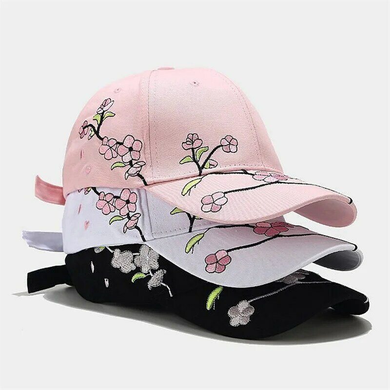 2024 Fashion Men And Women Floral Embroidery Peaked Cap Sun Hat Baseball Cap Printed Peach Blossom Summer Cap Baseball Cap