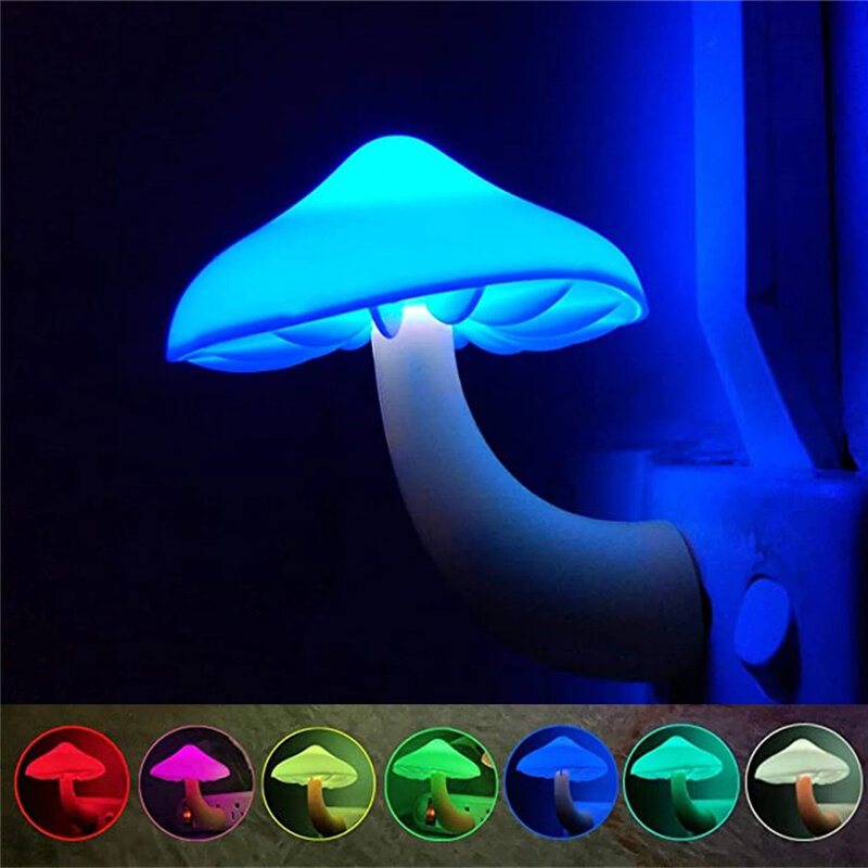 Mushroom Shape Night Lamp for Kid's Room Sensor de Luz, Decoração do Quarto, Lâmpada de Parede, Christmas Gift, Bedside Lamp, US, EU Plug
