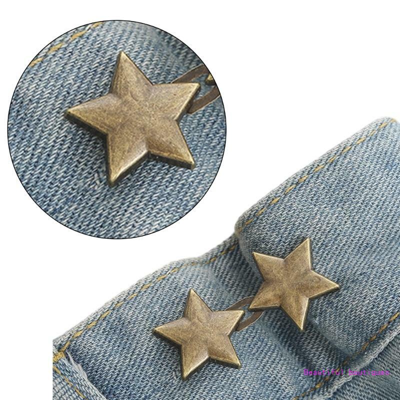 Aperte o botão da cintura estrela calça pino jean botão pinos fivela cintura ajustável dropship