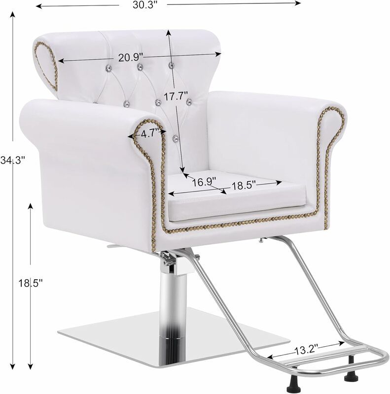 Barberpub-Classic Styling Salon Chair for Hair Stylist, Cadeira hidráulica antiga, Beauty Spa Equipment, 8899 Branco
