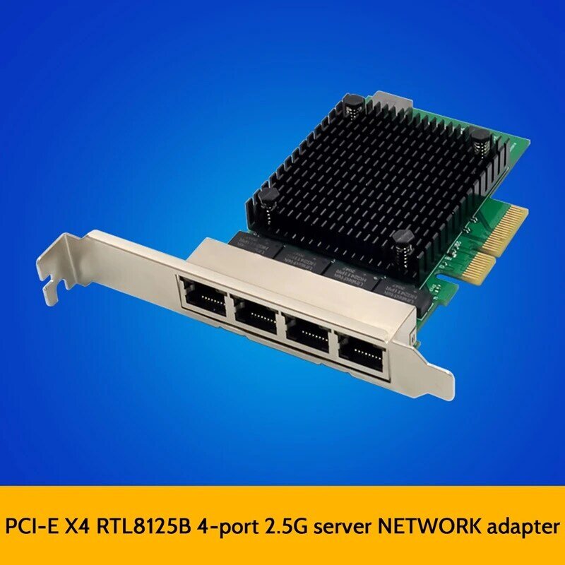 Placa de rede Ethernet PCIE X4, Placa de rede de servidor desktop, 4 portas, RTL8125B, 2.5G, Placa de rede Gigabit