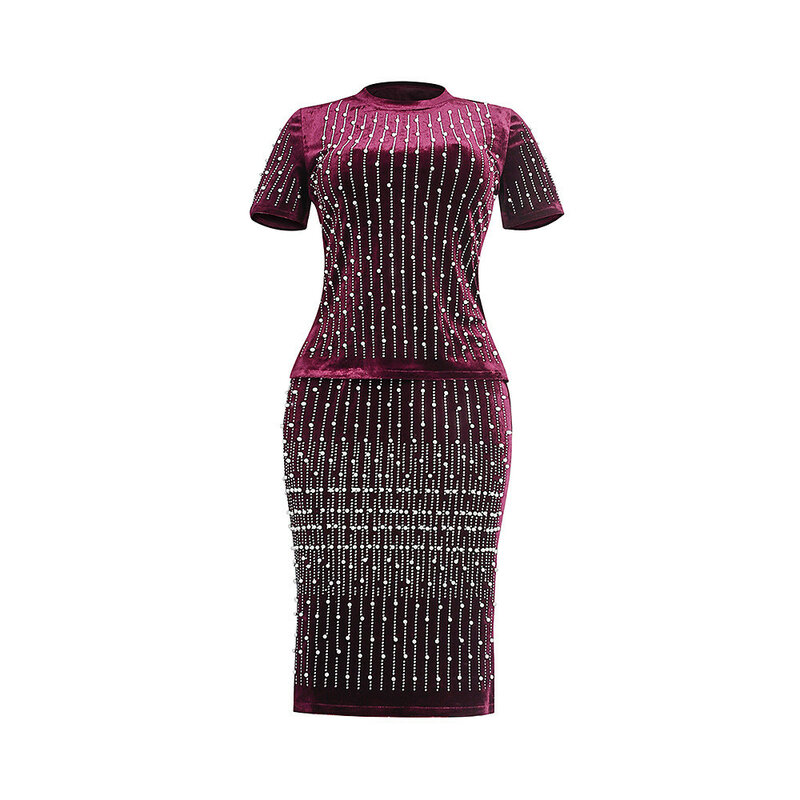 Европейский и американский стиль, женское платье, популярный африканский топ с бусинами и юбка, комплект из двух предметов S9209