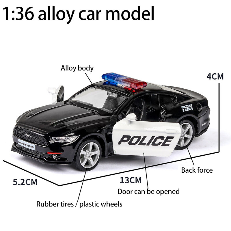 1/36 Alloy Diecast Car Models Toys Dodge Challe 2 Doors Opened With Pull Back Function Metal Sports Cars Model For Children Toys