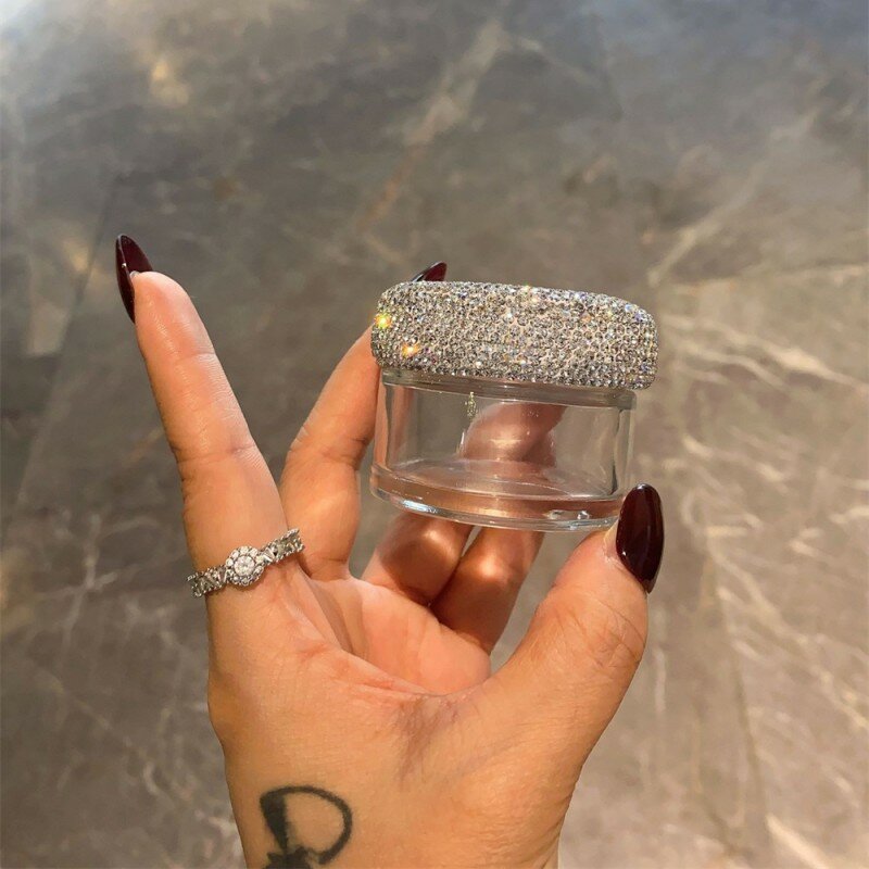 30/50G Luxe Mousserende Cosmetica Pot Lege Glazen Pot Emulsie Doos Bling Diamant Reizen Gezicht Lotion Fles Cosmetisch Navulbaar