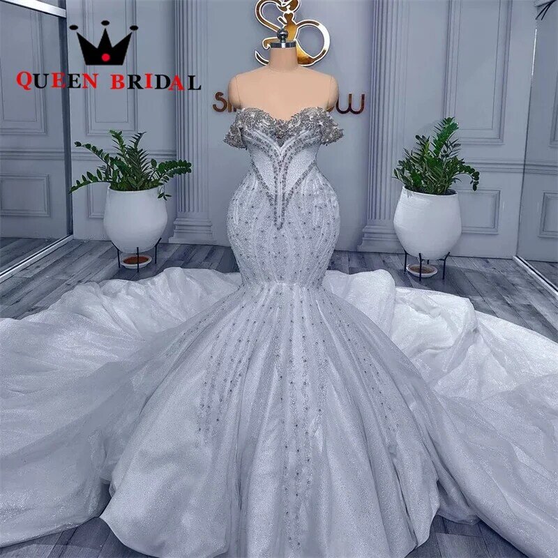 Vestidos de casamento sem mangas com beading e cristal, novos vestidos de noiva, querida de luxo, personalizado, M79Q, 2023