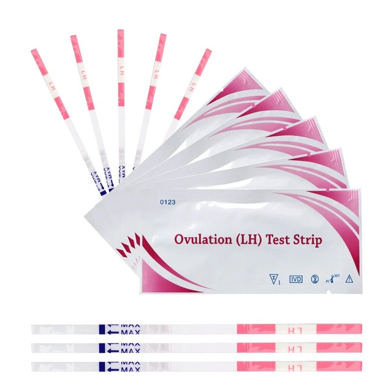 20 buah Strip uji ovulasi untuk wanita dewasa LH kit uji urin stiker uji kesuburan hasil cepat lebih dari 99% Akurasi