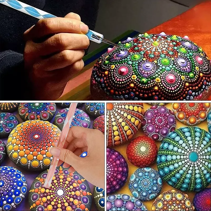 Mandala Dotting เครื่องมือภาพวาด Handwork วาด Stylus DIY หินลายนูน Starter วาดปากกาหมึกซึมชุดเครื่องมือ