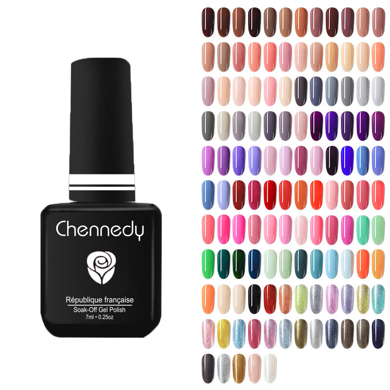 Chennedy 7 ml 125 Farben Gel UV-Gel Nagellack Top Base Coat Hybrid Lack Nägel Kunst einweichen