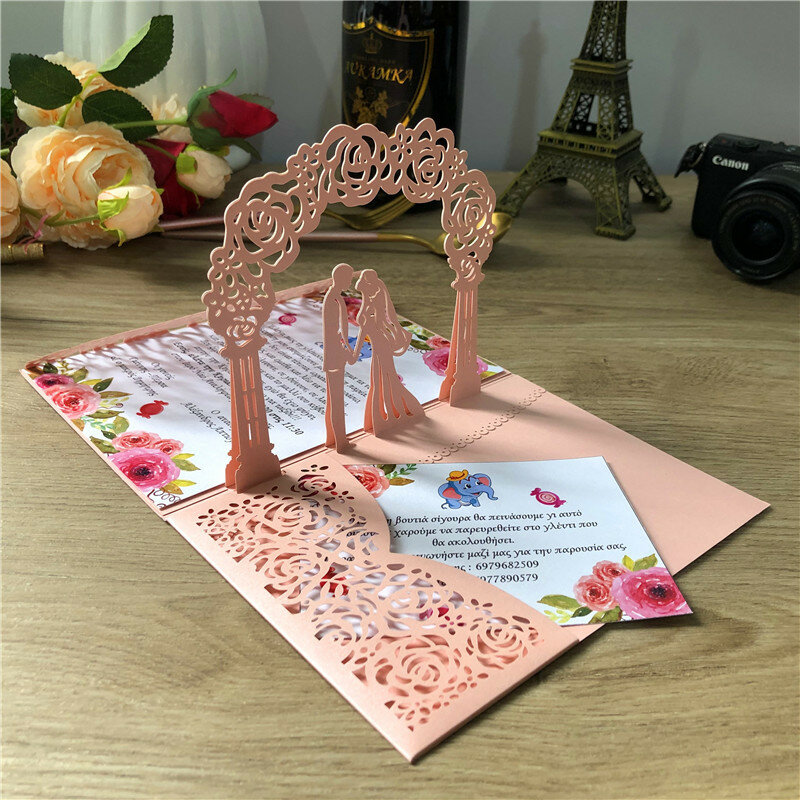10 pz/lotto buste di carta perlescente 18x13cm per invito a nozze nuovi inviti di nozze 3D verticali scavati creativi