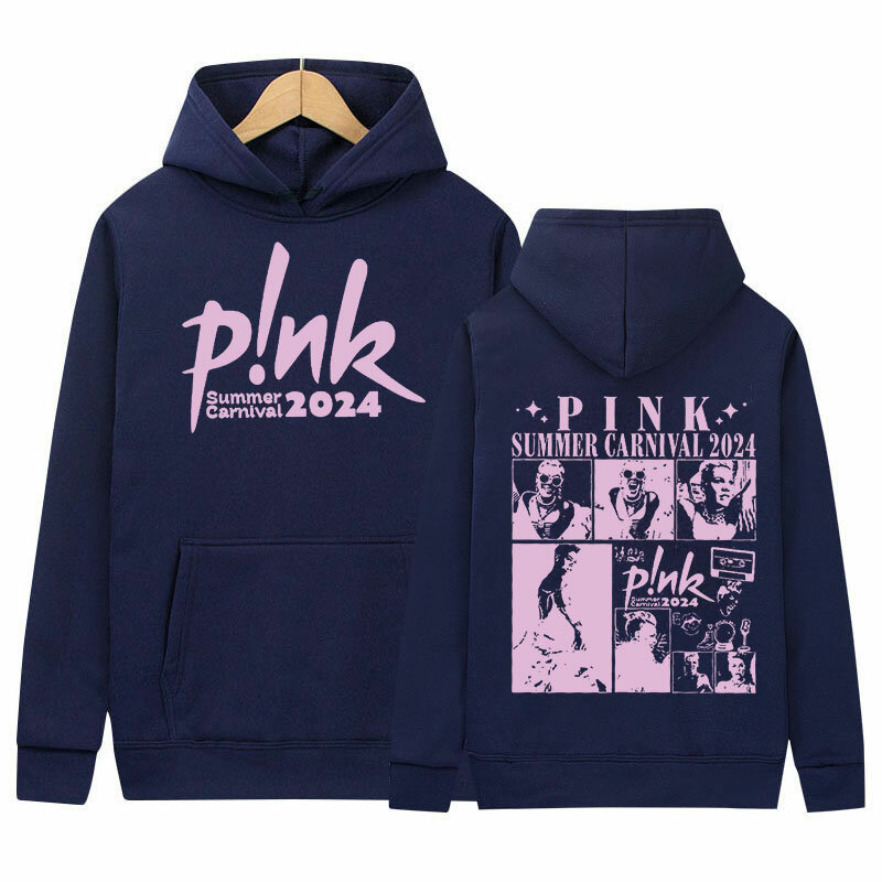 P!nk Pink penyanyi musim panas Karnaval 2024 tur Hoodie pria wanita Hip Hop Retro Pullover Sweatshirt mode estetika kebesaran berkerudung