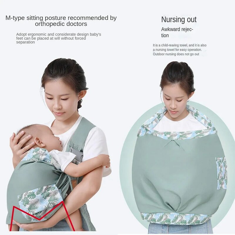Multifunctional Baby Wrap Adjustable Carrier Sling Carriers Backpack Scarf Nursing Cover for Newborn, Toddler Infant Suspenders