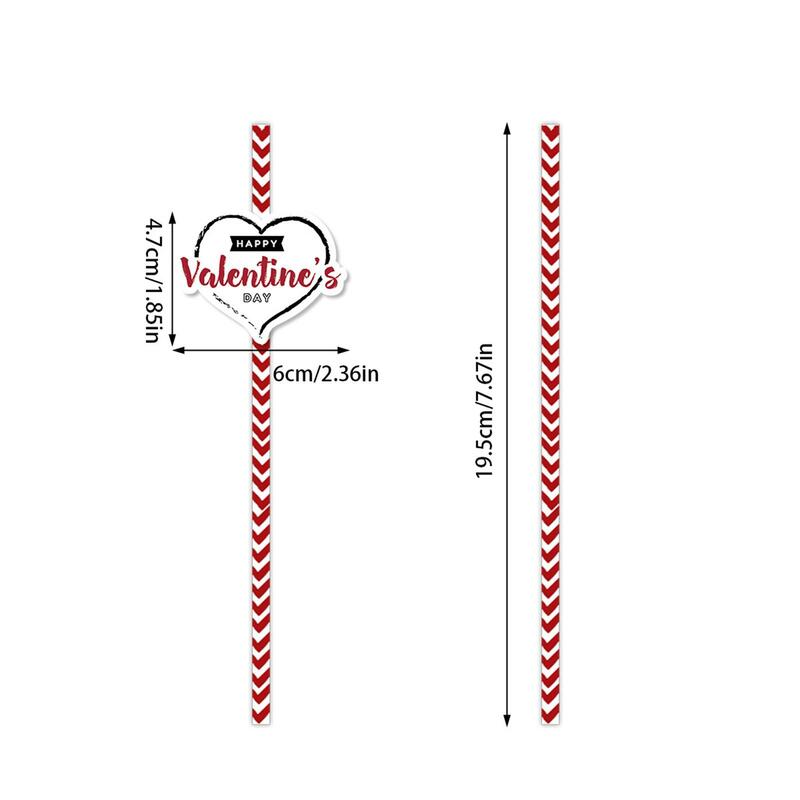 24Pcs Valentines Day Paper Straws Novelty Valentines Day Decorations for Proposal Love Theme Parties Carnival New Year Family