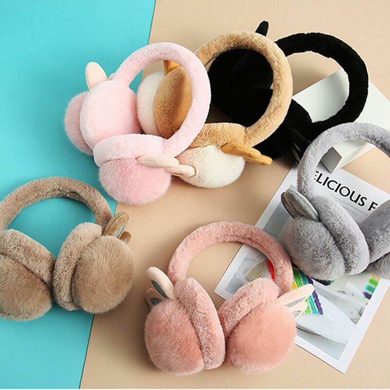 Winter Warm Soft Plush Earmuffs Fashion Faux Fur Cold Protection Rabbit Ear Ear-Muffs Foldable Earflaps Women Men Accessories