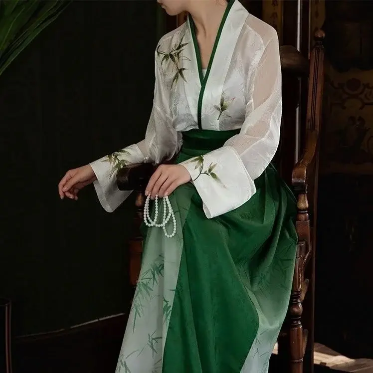Hanfu-Nuevo bordado chino Han de la dinastía Song, seda de imitación, doble botonadura, estilo chino, simplificado y mejorado, 2023