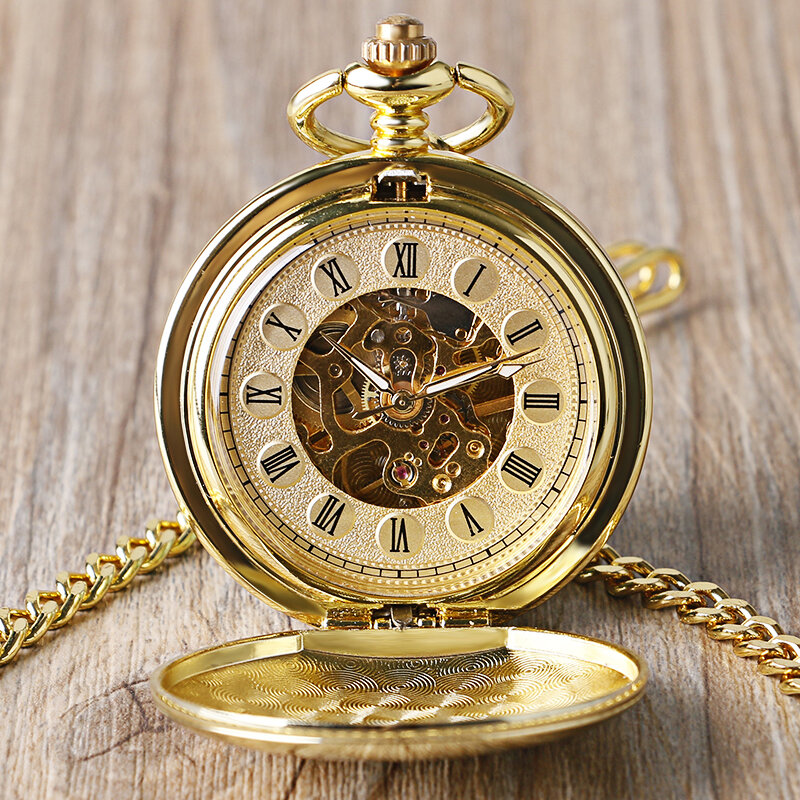 Hand Wind Mechanische Mannen Zakhorloge Luxe Gold Steampunk Ketting Ketting Hanger Vintage Jurk Fob Horloges Voor Wieden Gift
