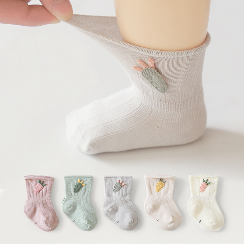 Calcetines de algodón para bebé recién nacido, medias de dibujos animados, zanahoria, pie, 3 pares