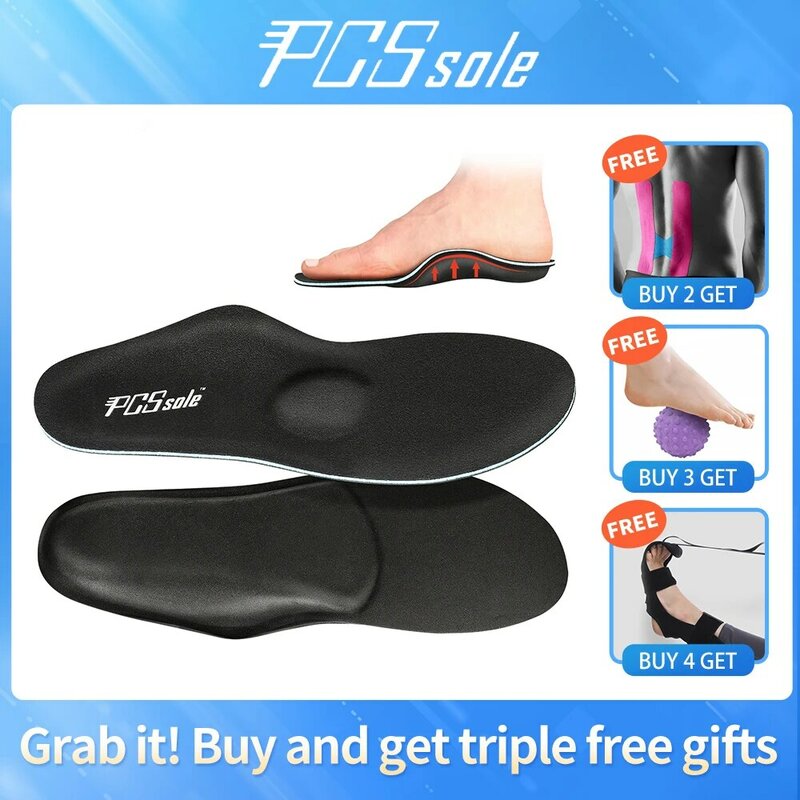 PCSsole-아치 지원 깔창, 평발 발바닥 근막염 삽입 신발 깔창 메모리 폼, 남성 여성용 정형외과 깔창