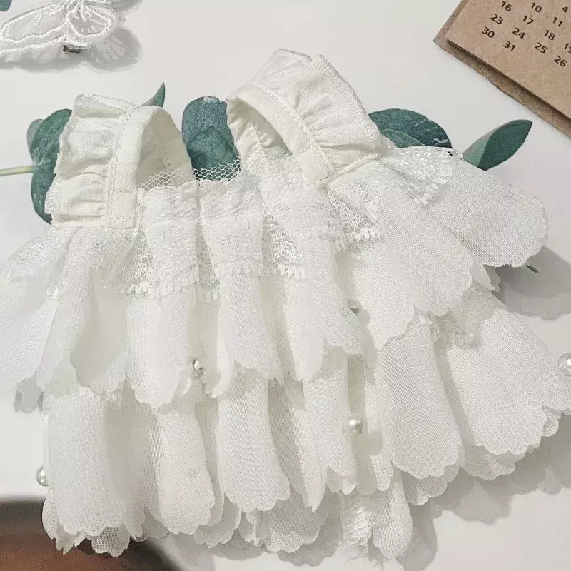 Vestido De Roupas De Algodão Borboleta, Vestido De Noiva Branco, Acessórios De Roupas De Bebê Grátis, 20cm