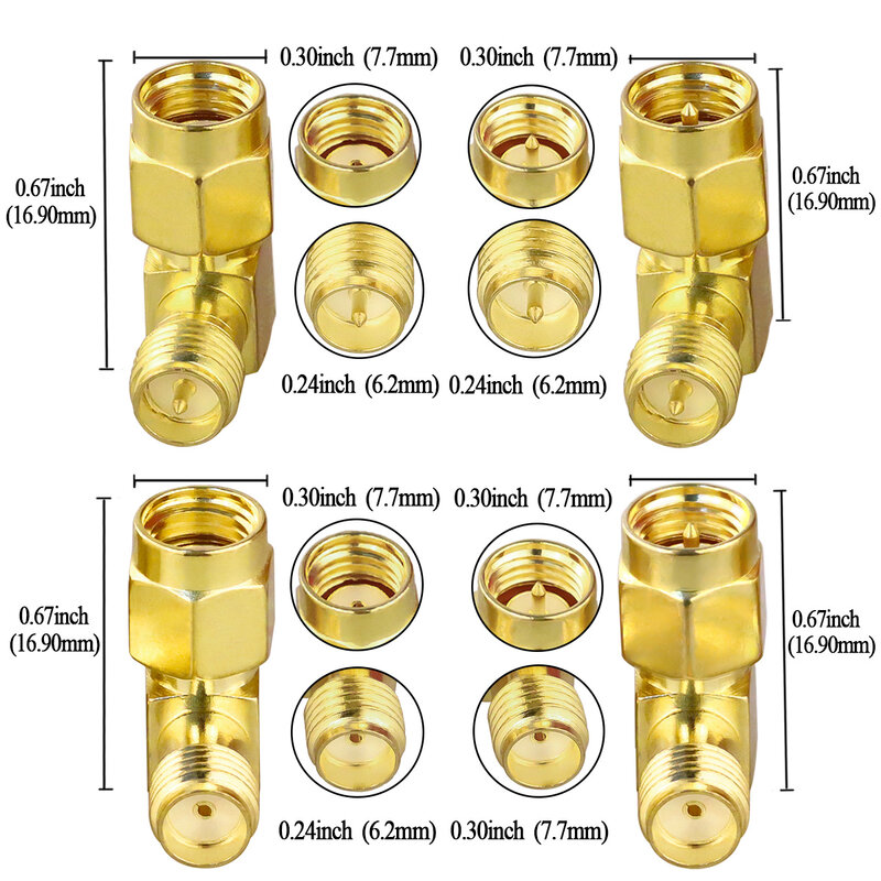 4pcs/Lot 2pcs/lot SMA Adapter Kits 90 Degree Coaxial Male to Female Connector Right Angle for 2G/3G/4G LTE Antenna/Extension