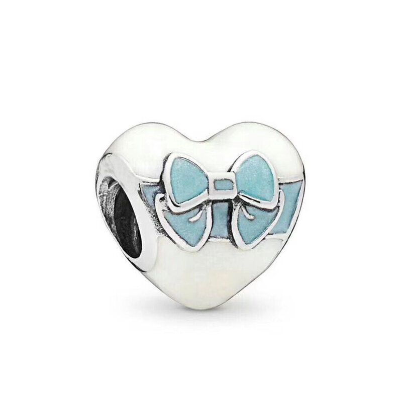 Gorąca sprzedaż srebrny kolorowe koraliki Love Heart Leopard Glaze koralik na oryginalny Pandora Charm bransoletki i Bangles biżuteria