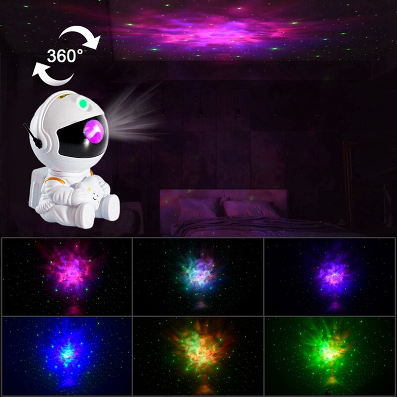 Proyector de astronauta, cielo estrellado, Galaxia, estrellas, luz nocturna, lámpara LED para dormitorio, habitación, luces nocturnas decorativas