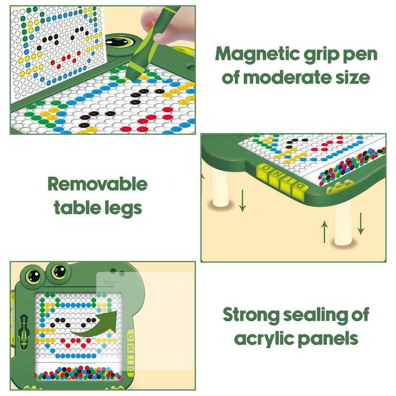 Tablero de puntos magnético con forma de dinosaurio para niños, tablero de dibujo magnético para garabatos coloridos, juguetes educativos Montessori para preescolar
