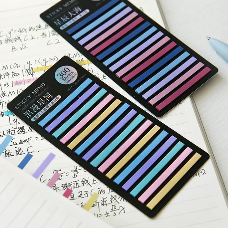 300 Sheets Rainbow Color Index Memo Pad Posted It Sticky Notes Paper Sticker Notepad Bookmark School Supplies Stationery
