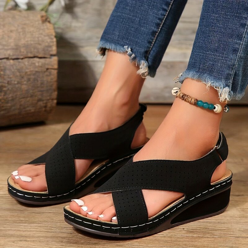 2024 New Slippers Women Sandals Peep Toe Shoes Woman Retro Women Shoe Thick Bottom Sandals Large Size Platform Sandals